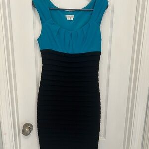 London Times Teal and Black Mini Dress